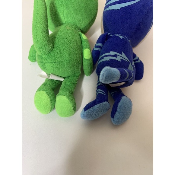 PJ Masks Catboy & Gekko Plush Bean Stuffed Toy 9" Tall Blue Green Metallic Logo - Picture 6 of 7